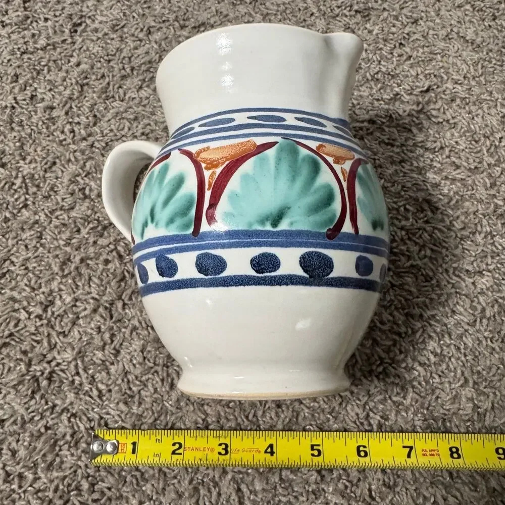 Jamestown Pottery Vintage Hand Painted Pitcher Colonial Virginia Ware Ceramic 7